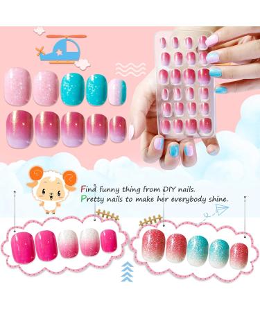 Kalolary Children s Press-On Nails - Gradient Color Fake Nails Set with Glue for Girls - 4 Boxes Short Faux Nail Tips - Buy Online on GoSupps.com