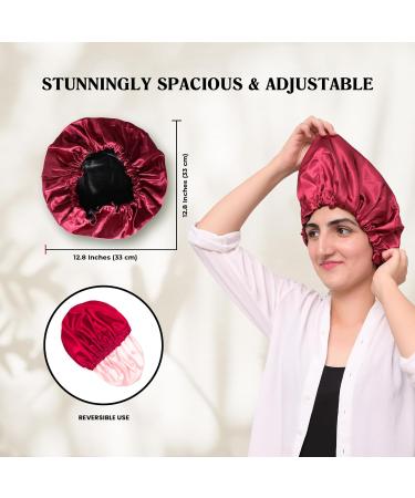 NIXISWAG 2PCS Silk Bonnet Sleep Cap for Curly Hair | Stylish Satin Bonnet Set for Women - 1 Purple & 1 Black - Buy Online on GoSupps.com