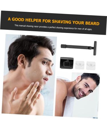 Minkissy 3-Piece Mustache Cord Bear Razor Set - Bamboo Handle Safety Razor with Manual Head & Blades - Black - Buy Online on GoSupps.com