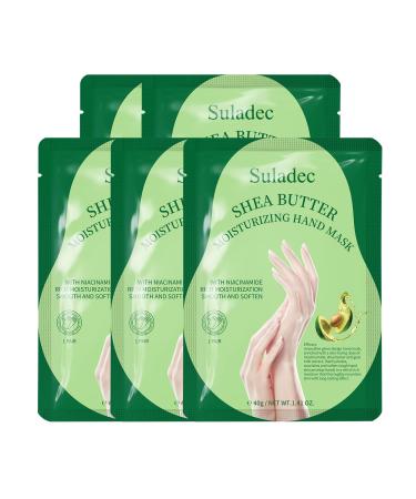 Uladec Lot de 5 paires de masques hydratants pour les mains au beurre de karit et au lait de ch vre pour mains s ches et gerc es