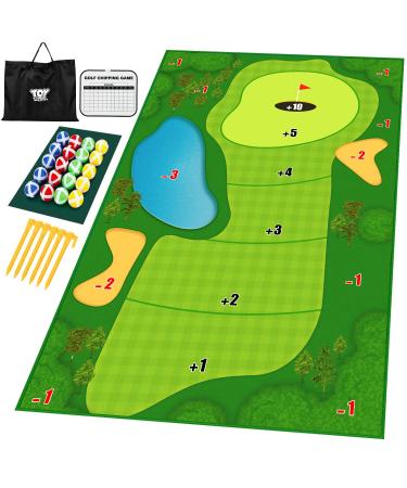 TOY Life Chipping Golf Practice Mats Golf Training Mat Indoor Outdoor Games for Adults and Family Kids Outdoor Play Equipment Stick Chip Game Indoor Golf Set Backyard Game (Patented)(No club included)
