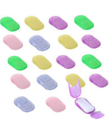 XXYXXY 20 Boxes (400 Sheets) Portable Disposable Travel Hand Soap Sheet Paper Hand Wash Bath Paper Soap Sheet (Random Color)