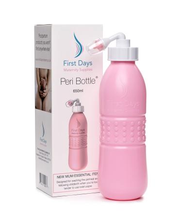 First Days Maternity - Pink Peri Bottle, Large 650ml Capacity - New Mum Essential Item for Postpartum Recovery - Hospital Bag Must Have