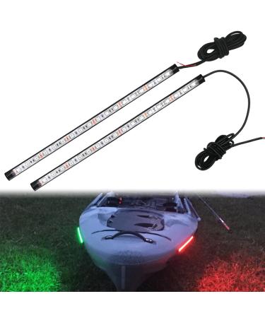 Obcursco Boat Navigation Lights, (1 Pair) 12 Inches LED Navigation Lights for Boats, Boat Lights Bow and Stern for Marine, Kayak, Jon Boat, Bass Boat, Fishing Boat and Pontoon (Red and Green) (3.6W) Green and Red