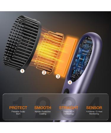 Mini Hair Straightener Brush - Wireless Straightening Brush with 3 Temperature Levels for Effortless Styling - Buy Online on GoSupps.com