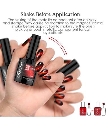 Kredioo Cat Eye Gel Nail Polish Set 6 Colors Gold Red Blue Green Magic 9D Magnetic Gel Polish Kit for Nail Art Soak Off LED UV 18 Effects Gel Salon Home DIY Manicure with Magnet Stick - Buy Online on GoSupps.com