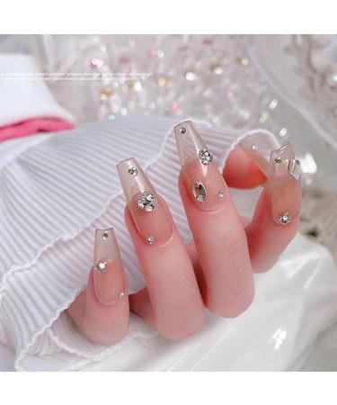 FEIlei Clear Nail Rhinestones 3D Nail Gems Nail Diamonds Pointed Back Nail Stones - Buy Online on GoSupps.com