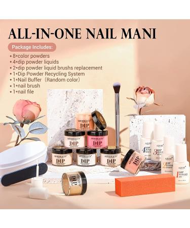 AZUREBEAUTY 18Pcs Dip Powder Nail Kit - Baby Pink & Neutral Colors for Manicure Art | Salon or Home Use - Buy Online on GoSupps.com