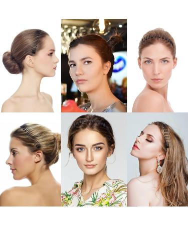 Clear Full Circle Stretch Comb Headband Set for Women - 3pcs Tooth Flexible Plastic Comb - Buy Online on GoSupps.com