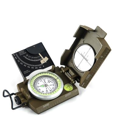 Eyeskey Multifunctional Military Sighting Navigation Compass with Inclinometer | Impact Resistant & Waterproof Compass for Hiking, Camping EK-76-Green