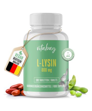 VITABAY L-lysine 800mg 180 tablets Essential amino acid high-dose Bio-availability Problem pack For long-term success Pharmaceutical quality 180 (1 Pack)