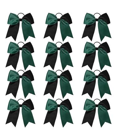 12 PCS Large Black Green Cheer Bows - Hair Accessories for Cheerleaders & Sports Competitions - Buy Online on GoSupps.com