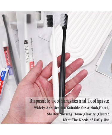 Travel Toothbrush Set - 30 Disposable Hotel Toothbrushes with 10g Toothpaste | Individually Packaged for Airbnb Nursing Homes & Charities - Black & White - Buy Online on GoSupps.com