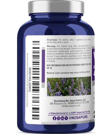 NusaPure Vitex Chasteberry Fruit Extract 9000mg - 200 Veggie Caps, Non-GMO & Gluten Free - Buy Online on GoSupps.com