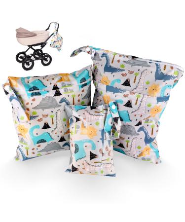 Wetbag diaper bag reusable 3 pieces wetbag waterproof nast pocket wet and dry portable wetbag kindergarten with zip pocket and push button handle for babies diapers travel bag