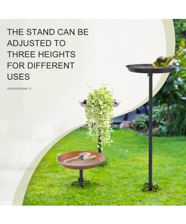 EfuturTime Large Metal Bird Bath - 30 cm x 90 cm Adjustable Height Winterproof & Frost-Proof Perfect for Garden Feeding - Black - Buy Online on GoSupps.com
