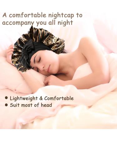 Satin Silk Bonnet for Sleeping - Prevent Hair Frizz - Soft Elastic Hair Wrap for Women - Brown Leopard Print - Buy Online on GoSupps.com