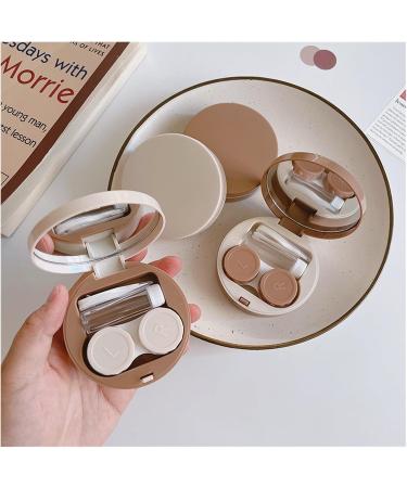 Buy Portable Khaki Contact Lens Case - 1pc Etui with Mirror | Perfect Cosmetic Storage for Lenses | International Shipping Available - Buy Online on GoSupps.com