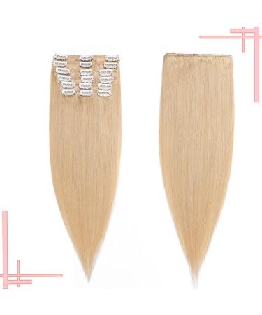 Shop 55cm Clip In Real Remy Human Hair Extensions - 8 Tresses 18 Clips #24 Blonde - Lightweight 85g - Buy Online on GoSupps.com