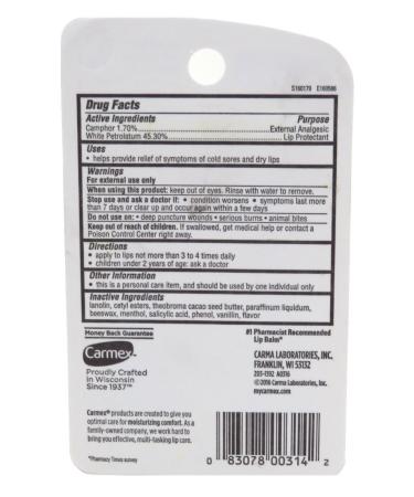 Carmex Lip Balm Tube Classic Medicated 0.35 Ounce (Pack of 6) - Moisturizing Lip Care Solution - Buy Online on GoSupps.com