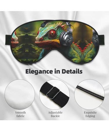 Chameleon Unisex Sleep Eye Mask - Soft Comfort Music Print Cover for Travel Yoga & Shift Work - Black - Buy Online on GoSupps.com