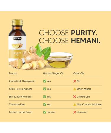 Hemani Ginger Oil 30ml - Pure & Natural Premium Quality Aromatic Therapeutic Grade for Aromatherapy Massage & Skincare Daily Use Refreshing - Buy Online on GoSupps.com