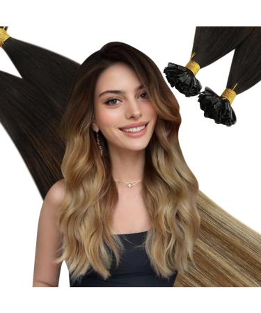 Ugeat real hair extensions bonding balays dark brown to light brown real hair extensions bondings balayage extensions very long u tip extensions real hair keratin 60 cm 1 g/s 50 gram 50 pieces 24 inch 2.u tip #4/6/613