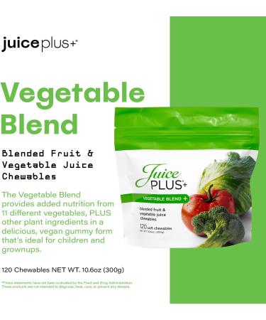 JuicePlus+ Vegetable Blend Soft Chews (Chewables) - Delicious Vegan Gummies with 11 Nutrient-Rich Vegetables for Daily Wellness! Boost Intake of Vitamins & More - For Kids & Adults - (1-mo, 30 Chews) - Buy Online on GoSupps.com
