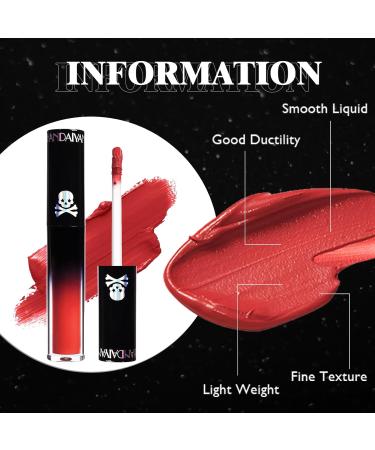 Rechoo 4PCs Matte Lipstick Set - Long-Lasting Non-Stick Liquid Lip Stain for Halloween Cosplay - Dark Red & Blue Lip Tint - Buy Online on GoSupps.com