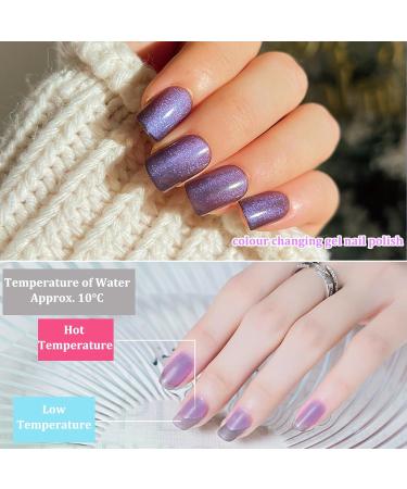 Colour Changing Gel Nail Polish - Shimmer Glitter Gel Nail Varnish - Thermal Temperature Change Purple to White UV Gel Nail Polish - Soak off Sparkly Reflective Glitter Gel Polish - Buy Online on GoSupps.com
