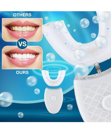 2-Piece Ultrasonic Electric Toothbrush Set | U-Shaped Automatic Toothbrush for Adults | Whitens Teeth & Cleans Whole Mouth | Rechargeable & Waterproof | 3 Brush Heads Included (Black/White) - Buy Online on GoSupps.com