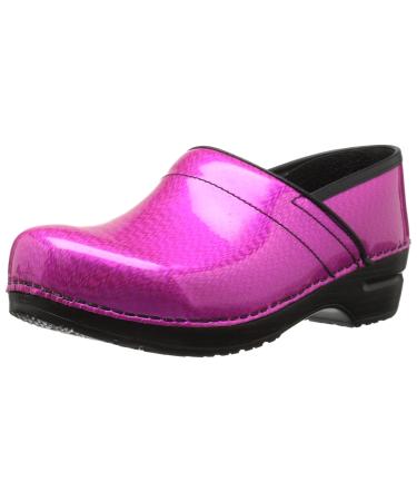 Sanita Pro Patent Professional Clogs for Women - Arch Support Durable Closed-Back APMA-Approved Slip-On Shoes 7.5-8 Shimmer Pink