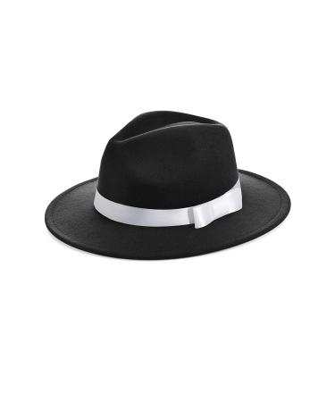 BABEYOND 1920s Gatsby Panama Fedora Hat Cap for Men Women Unisex Gatsby Hat 1920s Gatsby Costume Accessories Black