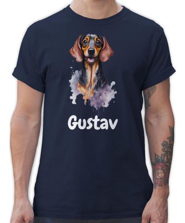 Gift with name personalized by Shirtracer - T-Shirt Men - Dogs - Dachshund - Dog Owners Gift 01 Navy Blue M