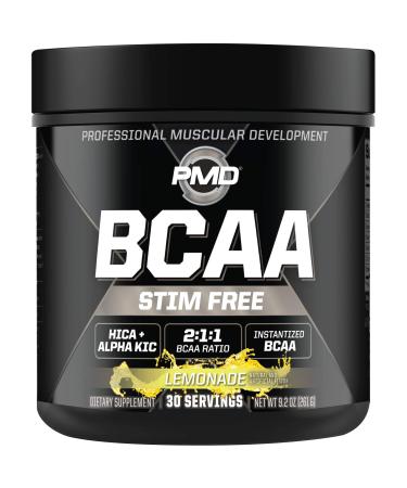 PMD Sports BCAA Stim-Free Amino Acids - Better Workout Performance Enhanced Recovery Daily Energy Muscle Builder and Muscle Sparing - BCAA Powder Drink Mix - Lemonade (30 Servings)