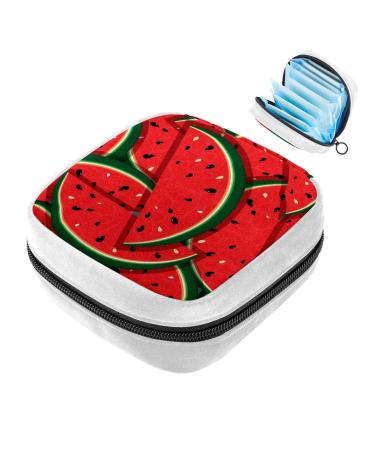GIAPB Sanitary Napkin Storage Bag Period Bag Tampon Bag Makeup Bag Pad Pouch Cartoon Fruit Watermelon Color2460