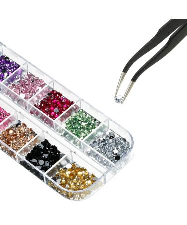 4488 Pieces Nail Art Rhinestones Crystal Flatback with Tweezers - Colorful AB Color & Clear Rhinestones for Nails, Clothes, Shoes, Bags Decoration - Buy Online on GoSupps.com