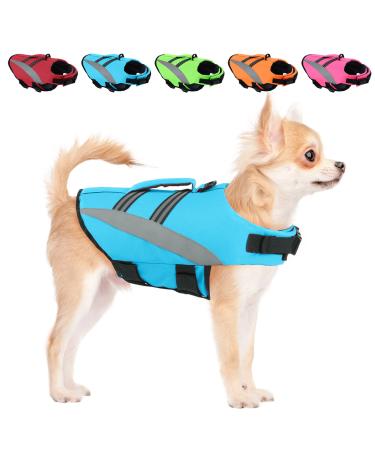 Alagirl's life jacket dog ripstop adjustable pet life jacket life jacket with a high rescue handle for small medium large dogs aladlj003 blue s: 42-54cm (chest circumference) blue