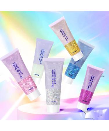 URAQT 50ml Holographic Mermaid Body Glitter Gel - Chunky Cosmetic Glitter for Face, Body, Hair & Nails - Sparkling Festival Party Lotion in Blue - DIY Art Glitter Gel - Buy Online on GoSupps.com