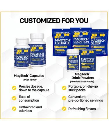 Natural Stacks Magtech Magnesium Value Bundle - 3 Forms of Magnesium - Featuring Magtein L-Threonate - Supports Relaxation and Brain Health* - 270 Total Capsules - Buy Online on GoSupps.com