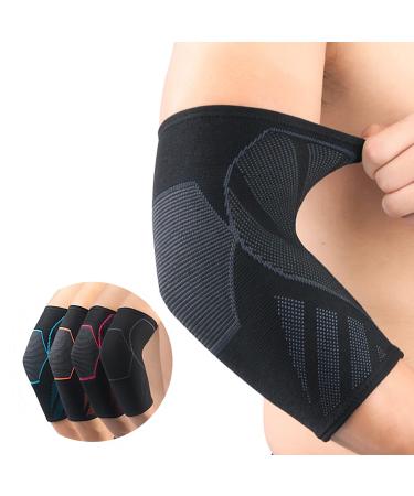 2 Pairs Elbow Compression Sleeve for Women & Men Tennis Elbow Braces for Tendonitis Grey Small