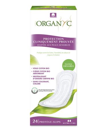 Organyc - Slip inserts for incontinence (light urinary incontinence) made of certified cotton contains no fragrances plastic or chemical materials - 1 pack with 24 ultra -thin towels of light flow