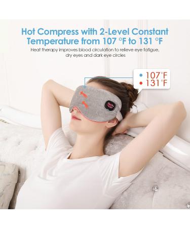 Heated Eye Mask - Deckpro Steam Warm Compress Therapy, USB Rechargeable, Adjustable Strap - Silk Travel Eye Mask for Dark Circles, Puffiness, and Fatigue - Gray - Buy Online on GoSupps.com