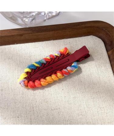 hgnxa Sweet Contrast Color Yarn Hair Clip Lazy Hairpin Duckbill Hairclip Hair Barrettes for Women Side Bangs Hair Styling Tool - Buy Online on GoSupps.com