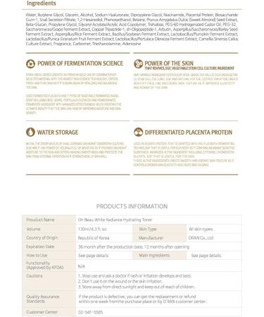 Korean Cosmetics Skincare - Ohbeau White Radiance Hydrating Toner DRAN | Hydrate & Brighten Your Skin - Buy Online on GoSupps.com