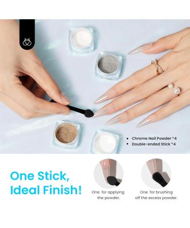 Beetles Gold Chrome Nail Powder - Holographic Nail Art Glitter Kit (4 Colors 0.5g/Jar) for Stunning Mirror Effect | The Garden of Eden - Buy Online on GoSupps.com