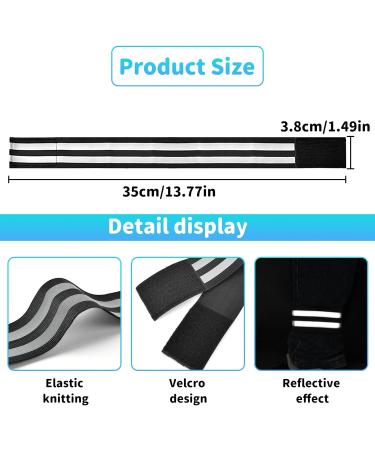 6-Piece Reflector Tape Set for Bicycles Jogging & Hiking | Velcro Clips & Elastic Safety Bracelet - High Visibility Black - Buy Online on GoSupps.com