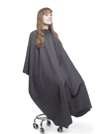 Hair Cutting Cape for Adults - Large Lightweight Water Resistant Salon Cape - Snap Closure - 60in x 57.5in - Haircut Cape - Hair Cape - Barber Capes (Black) Cutting Cape - Black