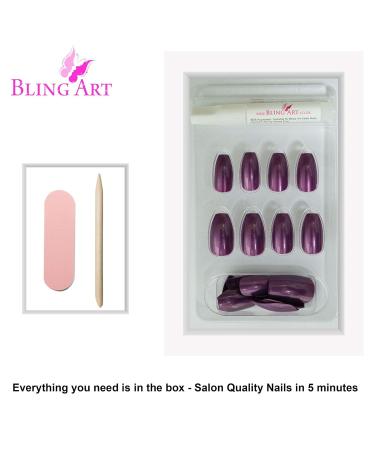 Shop Bling Art Purple Pearlescent Ballerina Coffin False Nails - 24 Long Tips with Glue | International Shipping Available - Buy Online on GoSupps.com