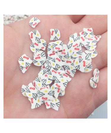 NIANTU108 50g 10mm Polymer Hot Clay Cartoon Cat Slices Sprinkles for Crafts DIY Tiny Cute Plastic Mud Particles Nail Art Decorations Gift (Color : Cat 10mm)
